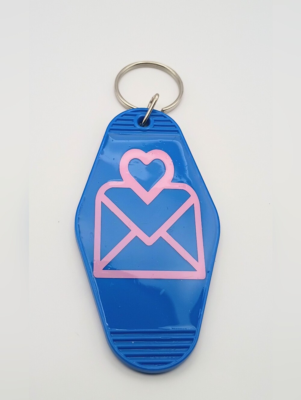 Blue and Pink Heart Envelope Keychain Card Holder